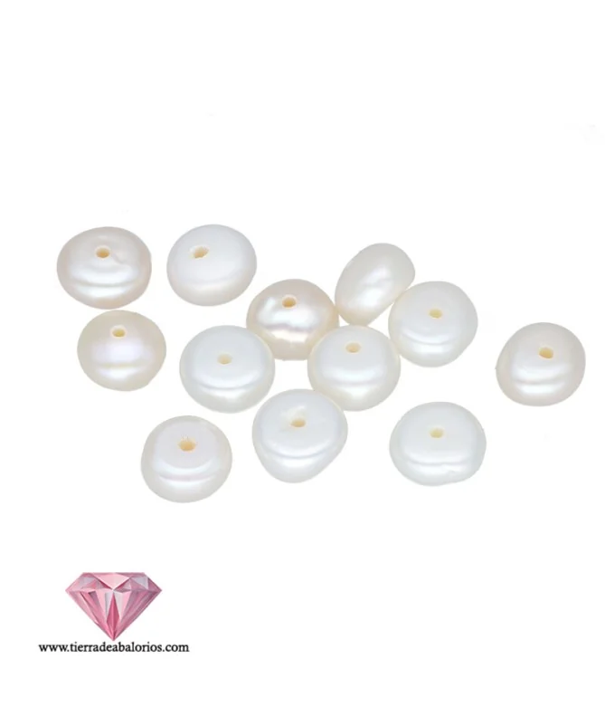 Perla Cultivada Achatada 6x4mm Agujero 0,4mm Perla Cultivada Achatada 6x4mm Agujero 0,4mm