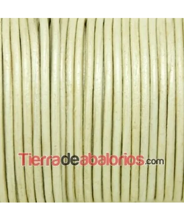 Cordón de Cuero Indú 2mm Blanco Nacarado Metalizado (25 metros)