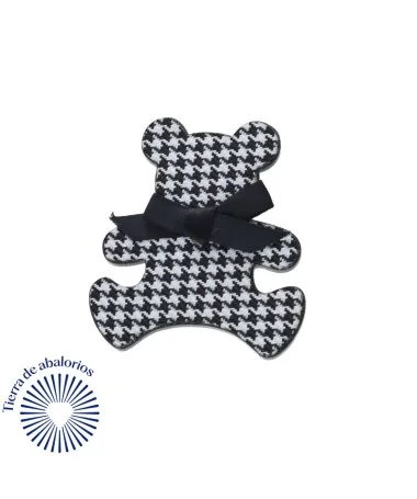 Imperdible Oso 55x46mm, Pata de Gallo Blanco y Negro