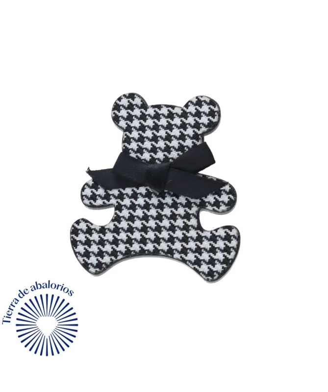 Imperdible Oso 55x46mm, Pata de Gallo Blanco y Negro