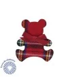 Imperdible Oso 55x46mm, Estampado Escocés Rojo