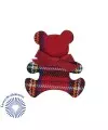 Imperdible Oso 55x46mm, Estampado Escocés Rojo