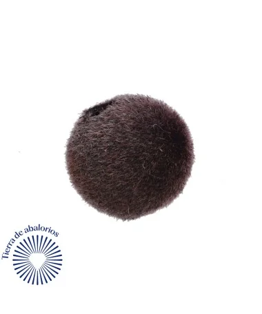 Bolas de Terciopelo 12mm Agujero 2mm, Marrón (10 uds.)