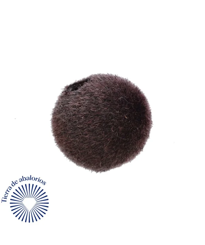 Bolas de Terciopelo 12mm Agujero 2mm, Marrón (10 uds.)