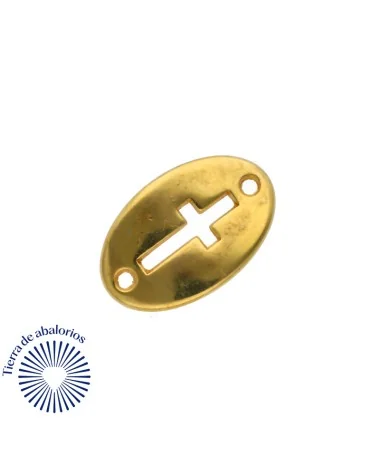 Conector Oval Cruz 20x13mm, Dorado