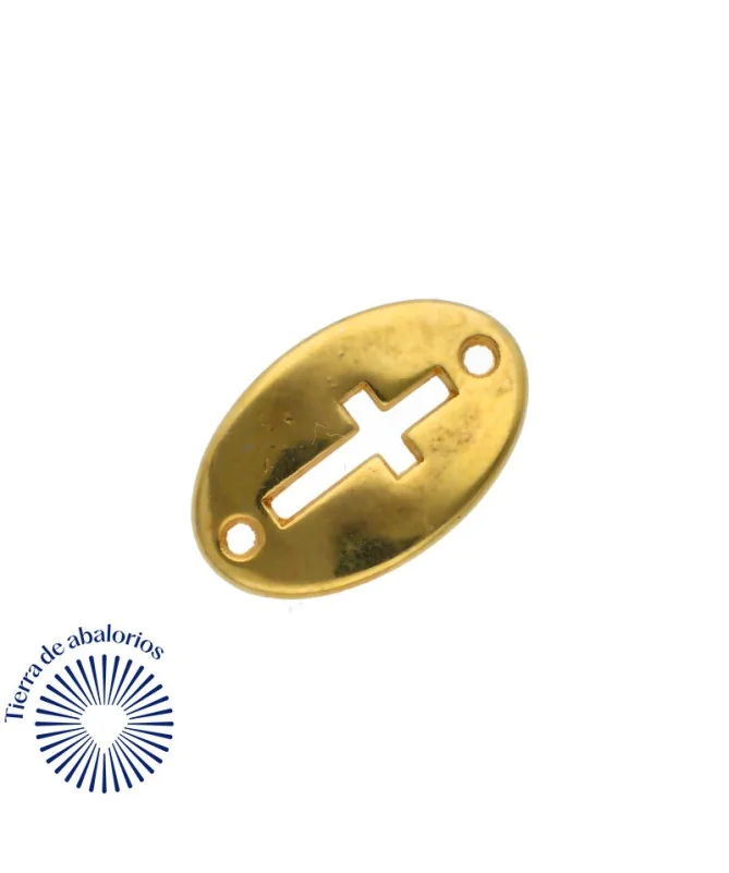 Conector Oval Cruz 20x13mm, Dorado