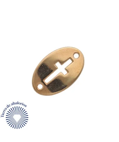 Conector Oval Cruz 20x13mm, Oro Rosa