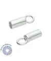 Terminal Tubo 7x3mm Agujero 2mm con Anilla, Plata de Ley
