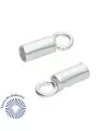 Terminal Tubo 7x3mm Agujero 2mm con Anilla, Plata de Ley
