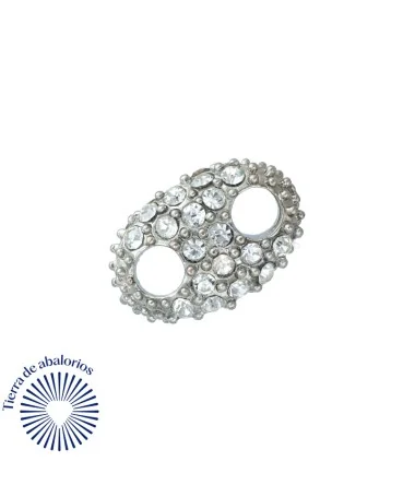 Calabrote 20x13 con Cristal Swarovski, Plateado (5 uds.)