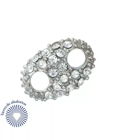 Calabrote 26x17mm con Cristal Swarovski, Plateado (5 uds.)