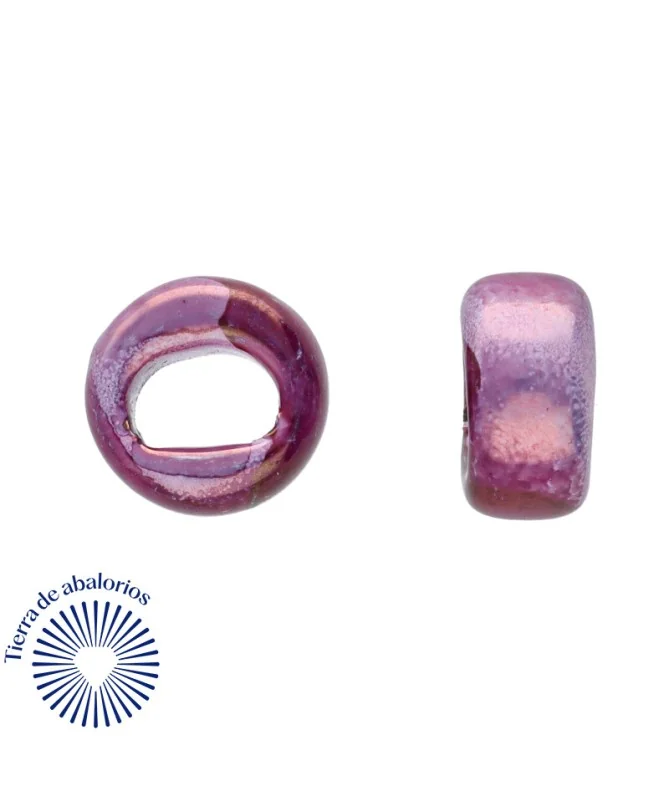 Cerámica Regaliz 18x10mm Agujero 10x7mm Fucsia Irisado