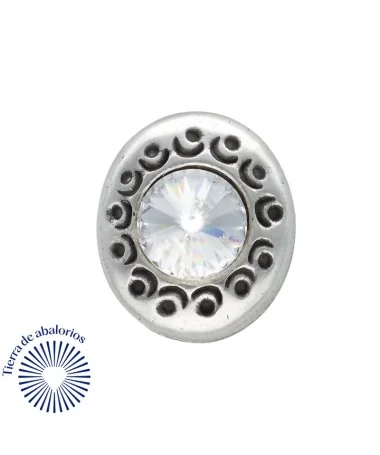 Pasador para Anillo 25x22mm Agujero 6x2,5mm Plateado, con Cristal Swarovski
