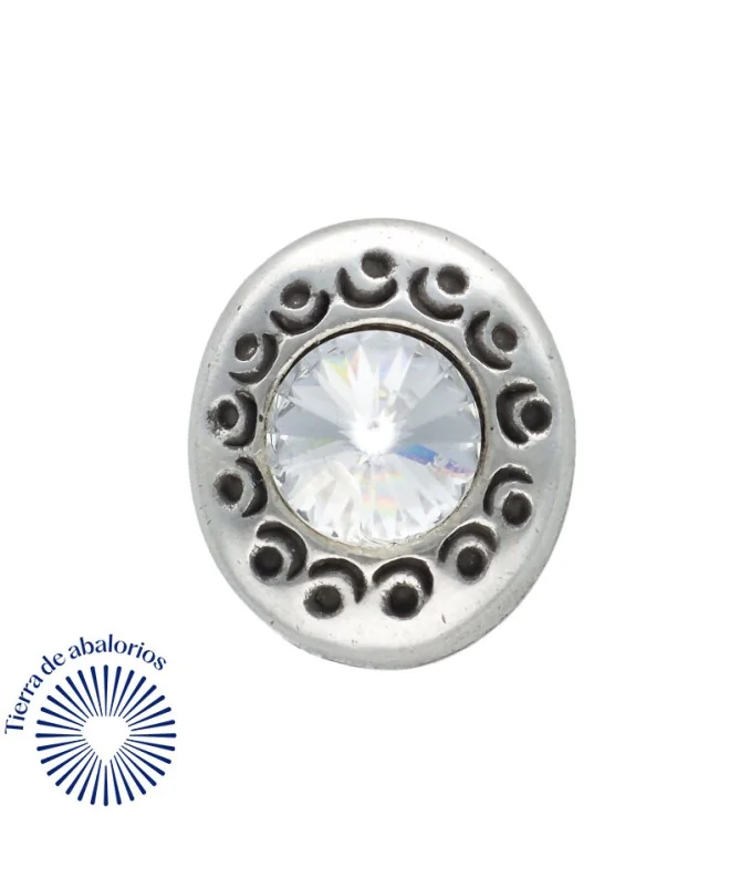 Pasador para Anillo 25x22mm Agujero 6x2,5mm Plateado, con Cristal Swarovski
