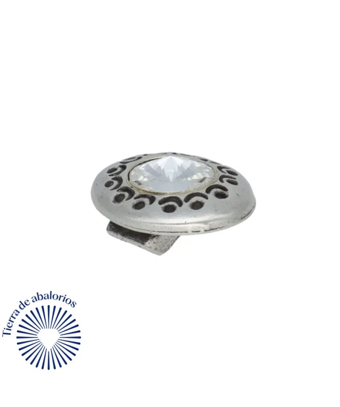 Pasador para Anillo 25x22mm Agujero 6x2,5mm Plateado, con Cristal Swarovski
