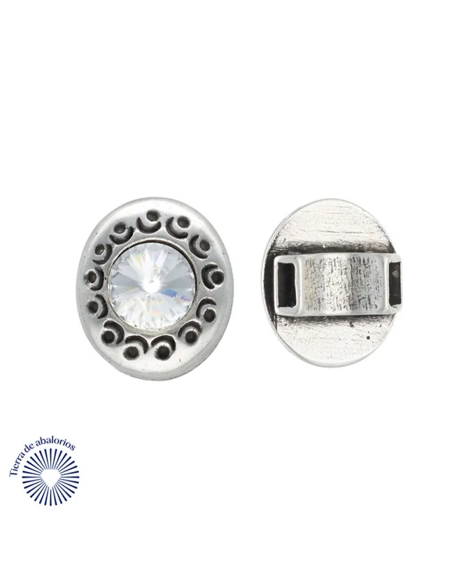 Pasador para Anillo 25x22mm Agujero 6x2,5mm Plateado, con Cristal Swarovski