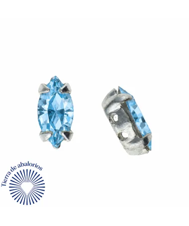 Navette 10x5mm Aquamarine Engaste Plateado