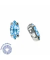 Navette 10x5mm Aquamarine Engaste Plateado