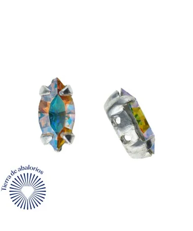 Navette 10x5mm Cristal AB Engaste Plateado (10 unidades)