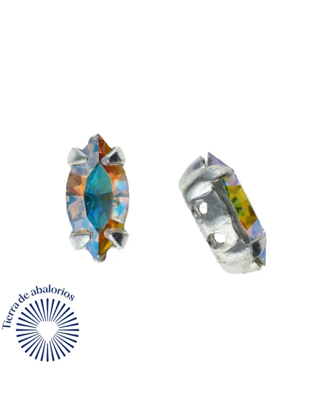 Navette 10x5mm Cristal AB Engaste Plateado (10 unidades)