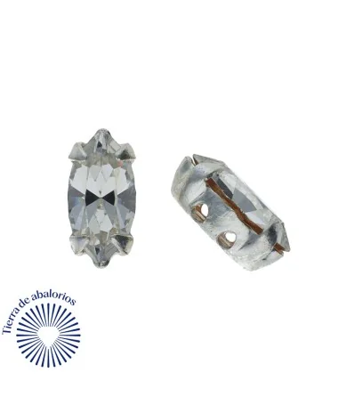 Navette 10x5mm Cristal Engaste Plateado (10 unidades)