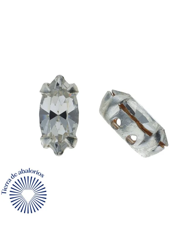 Navette 10x5mm Cristal Engaste Plateado (10 unidades)