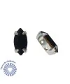 Navette 10x5mm Jet Engaste Plateado (10 unidades)