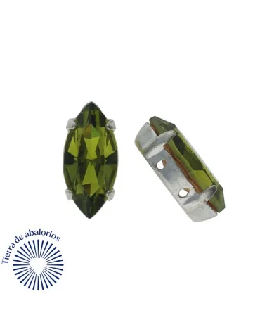 Navette 10x5mm Olivine Engaste Plateado (10 unidades)