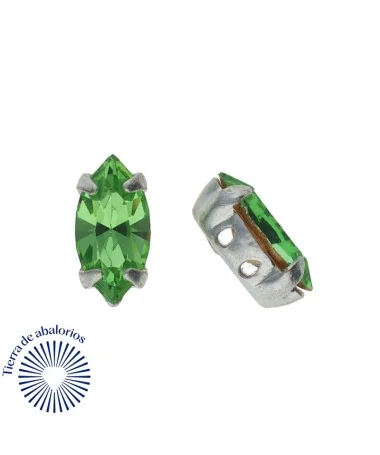 Navette 10x5mm Peridot Engaste Plateado (10 unidades)