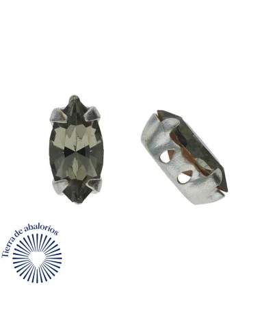 Navette 15x7mm Black Diamond Engaste Plateado Navette 15x7mm Black Diamond Engaste Plateado