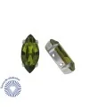 Navette 15x7mm Olivine Engaste Plateado (10 unidades)