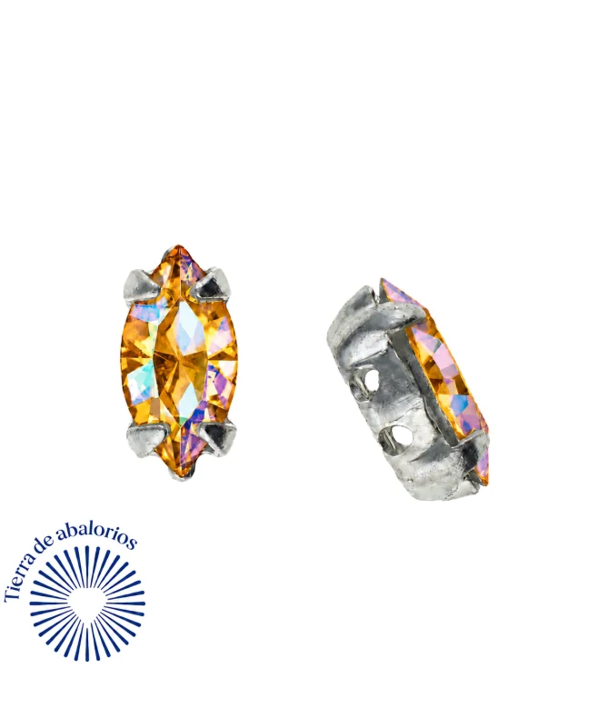 Navette 10x5mm Topaz AB Engaste Plateado