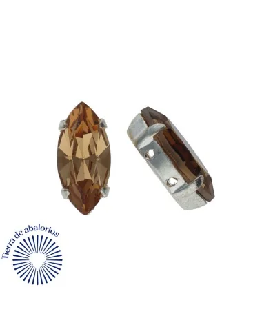 Navette 10x5mm Light Smoked Topaz Engaste Plateado (10 unidades)