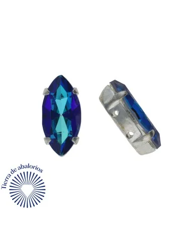 Navette 10x5mm Bermuda Blue Engaste Plateado