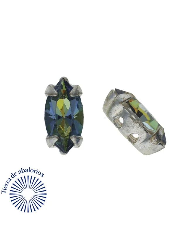 Navette 15x7mm Cristal Marea Engaste Plateado