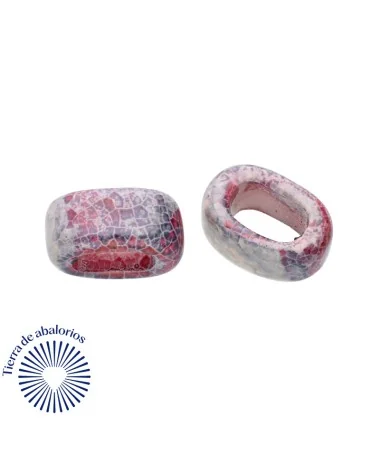 Cerámica para Regaliz 18x12mm, Agujero 11x7mm Fucsia-Caramelo | Tierra de Abalorios