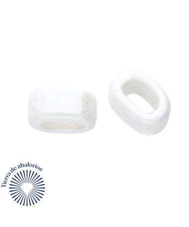 Ceramica para Regaliz 18x12mm, Agujero 11x7mm Blanco | Tierra de Abalorios